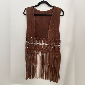 Vintage leather fringe vest